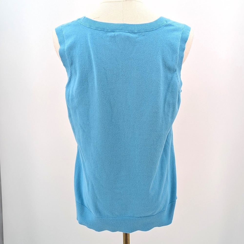Talbots Pima Cotton Sweater Vest Blue light Academia Preppy Classic Women XL - Picture 2 of 8